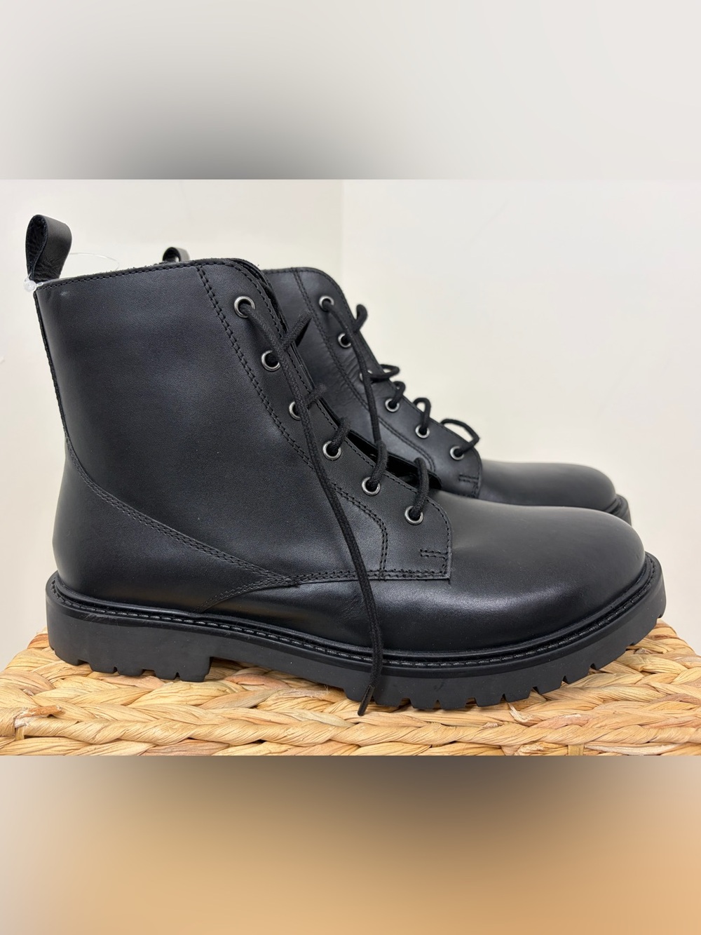 Men's Black Leather Lace-Up Ankle Boots